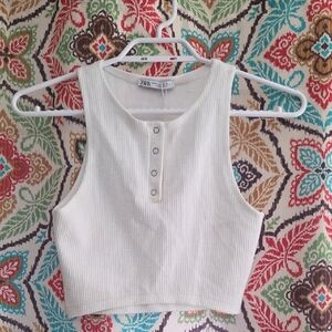 4/$20 NWT Zara Ivory Ribbed Sleeveless Top